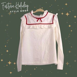 Janie and Jack Girls White Ruffle Christmas Holiday Top New With Tags – Size 6